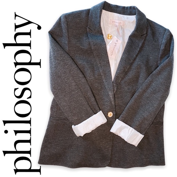 Philosophy Jackets & Blazers - 🆕 Philosophy | Ponte Blazer in Charcoal Heather Grey.